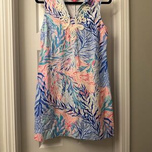 Lilly Pulitzer Crew Blue Tint Kaleidoscope Coral Harper Shift Dress